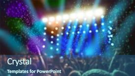  Presentation with colorful music - Amazing slide deck having rainbow music - blurred view of crowd backdrop and a  colored foreground