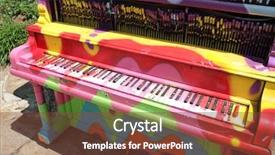  Presentation with piano - Beautiful slide deck featuring rainbow music - colorfully decorated old piano stands backdrop and a tawny brown colored foreground