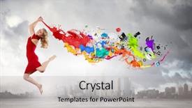  Presentation with rainbow - Presentation theme having rainbow music - young woman dancer in red background and a light gray colored foreground