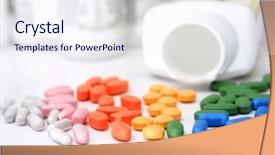  Presentation with bottles - Cool new PPT theme with rainbow of pills bottles backdrop and a sky blue colored foreground