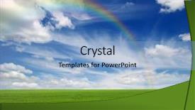  Presentation with sky rainbow - PPT layouts featuring rainbow on landscape with green background and a light blue colored foreground