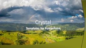  Presentation with green-hills - Presentation design with rainbow-over-a-green-summer background and a seafoam green colored foreground