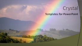  Presentation with green hills - Amazing slide deck having rainbow-over-a-green-summer backdrop and a light blue colored foreground