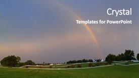  Presentation with rainbow - PPT theme having rainbow over a horse farm background and a seafoam green colored foreground