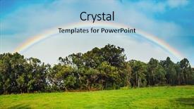  Presentation with sky rainbow - Audience pleasing PPT theme consisting of spirituality - think positive sign on old backdrop and a dark gray colored foreground