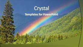  Presentation with rainbow - PPT theme enhanced with rainbow over forest at sunset background and a ocean colored foreground