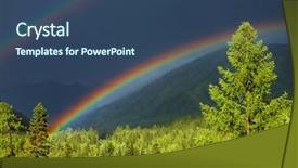  Presentation with sky rainbow - Slide set having rainbow over forest background and a ocean colored foreground