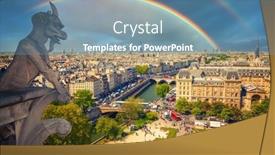  Presentation with notre dame - Presentation design with rainbow-over-gargoyle-on-notre background and a seafoam green colored foreground