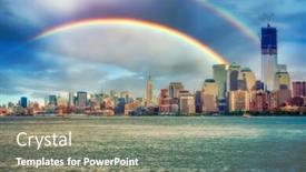  Presentation with rainbow - Beautiful presentation featuring rainbow-over-manhattan-new-york backdrop and a gray colored foreground