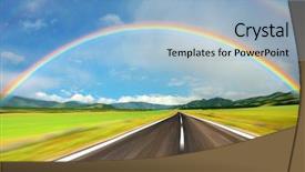  Presentation with rainbow over road - Theme consisting of rainbow over road background and a light blue colored foreground