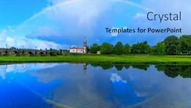  Presentation with roman - Theme having rainbow-over-th-roman-bridge background and a light blue colored foreground