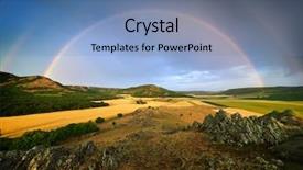  Presentation with rainbow over road - Beautiful presentation design featuring rainbow over the field backdrop and a teal colored foreground