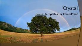  Presentation with rainbow - Cool new presentation design with rainbow over the field backdrop and a light blue colored foreground