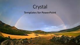  Presentation with rainbow - Beautiful presentation theme featuring rainbow over the field backdrop and a seafoam green colored foreground