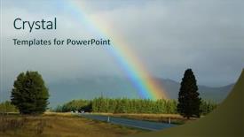  Presentation with rainbow over road - Presentation theme consisting of rainbow over the road background and a  colored foreground