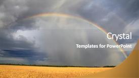  Presentation with sky rainbow - Cool new slides with rainbow over the wheat field backdrop and a gray colored foreground