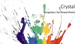  Presentation with rainbow paint - Presentation theme enhanced with rainbow paint isolated on white background and a white colored foreground