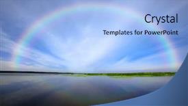  Presentation with aquatic - Audience pleasing presentation consisting of rainbow sky - aquatic landscape backdrop and a light blue colored foreground