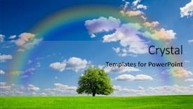  Presentation with sky rainbow - Slides with rainbow sky - blue planet background and a teal colored foreground