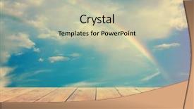  Presentation with sky rainbow - Cool new PPT theme with rainbow sunset sky and wooden backdrop and a mint green colored foreground