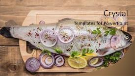  Presentation with trout - Cool new slides with rainbow trout with fresh spices on the wooden backdrop and a coral colored foreground