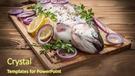  Presentation with trout - Cool new slides with rainbow trout with fresh spices on the wooden backdrop and a tawny brown colored foreground