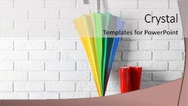  Presentation with boot camp boots - Theme featuring rainbow umbrella and rubber boots background and a  colored foreground