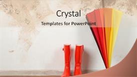  Presentation with rubber - Colorful slide set enhanced with rainbow umbrella and rubber boots backdrop and a  colored foreground