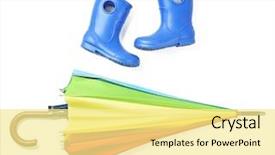  Presentation with umbrella - Amazing slides having rainbow umbrella with gumboots backdrop and a blonde colored foreground