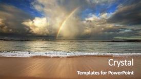  Presentation with rainbow wave - Colorful slides enhanced with wheels of a train a carriage wheels with a white rim backdrop and a gray colored foreground.