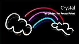  Presentation with rainbow gay pride sign - Presentation theme consisting of rainbow with clouds neon sign background and a black colored foreground