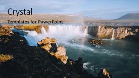  Presentation with river valley - Slide set consisting of rainbow world - fantastic view of powerful godafoss background and a light blue colored foreground