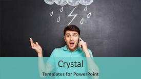  Presentation with angry - Slides consisting of raincloud - confused angry young man standing background and a  colored foreground