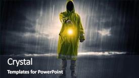  Presentation with storm - Slide deck consisting of raincoated man walking in storm background and a tawny brown colored foreground