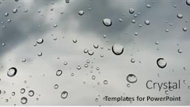  Presentation with gloomy - Beautiful PPT theme featuring raindrops-on-clear-window-glass backdrop and a light gray colored foreground