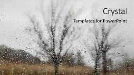  Presentation with rainy day - PPT theme consisting of raindrops on overcast rainy background and a light gray colored foreground
