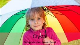  Presentation with under umbrella - Presentation design having rainfall - portrait of jittle girl wearing background and a red colored foreground