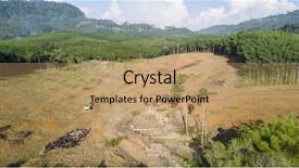  Presentation with destruction - PPT layouts consisting of deforestation aerial drone photos of logging environmental destruction of rainforest in thailand forest land cleared for oil palm plantations background and a coral colored foreground