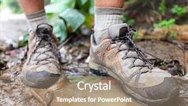  Presentation with rainforest - Presentation theme enhanced with rainforest man hikers hike boots background and a coral colored foreground