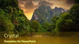  Presentation with rainforest - Cool new slide set with rainforest-of-khao-sok-national backdrop and a tawny brown colored foreground