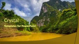  Presentation with rainforest - Audience pleasing presentation theme consisting of rainforest-of-khao-sok-national backdrop and a tawny brown colored foreground