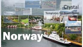  Presentation with sea shore - Presentation theme having raining letters - collage with norwegian fjords views background and a light blue colored foreground