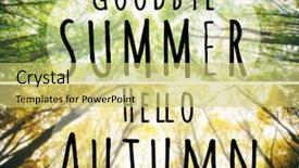  Presentation with goodbye - Slide deck featuring raining letters - hello autumn goodbye summer background and a yellow colored foreground