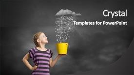  Presentation with cute japan cartoon - Slides consisting of raining letters - little cute girl catching pouring background and a  colored foreground