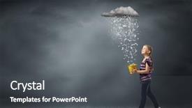  Presentation with cute - PPT theme consisting of raining letters - little cute girl catching pouring background and a  colored foreground