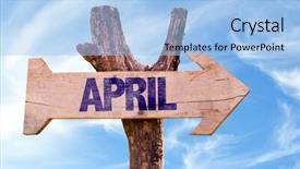  Presentation with sky - Presentation theme enhanced with raining numbers - april wooden sign with sky background and a light blue colored foreground