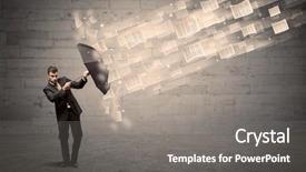  Presentation with umbrella - Amazing slides having raining numbers - business man protecting with umbrella backdrop and a gray colored foreground