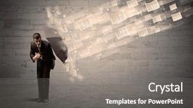  Presentation with umbrella - Amazing presentation theme having raining numbers - business man protecting with umbrella backdrop and a gray colored foreground