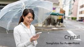  Presentation with hiroshima - Theme featuring rainwater - asian woman holding umbrella background and a light gray colored foreground