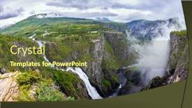  Presentation with falls - Presentation design consisting of rainy-cold-july-in-norway background and a tawny brown colored foreground